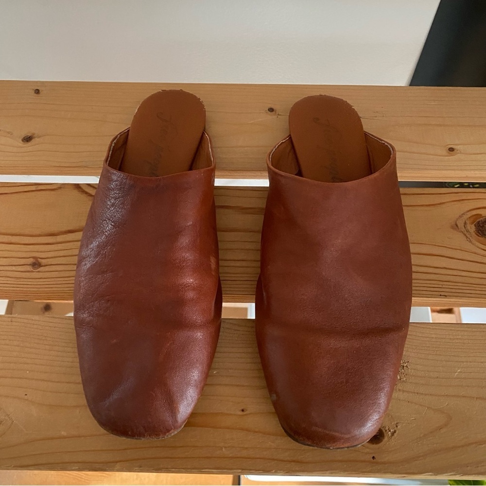Free People Brown Leather Reese Mule Flats 37 - Picture 2 of 14